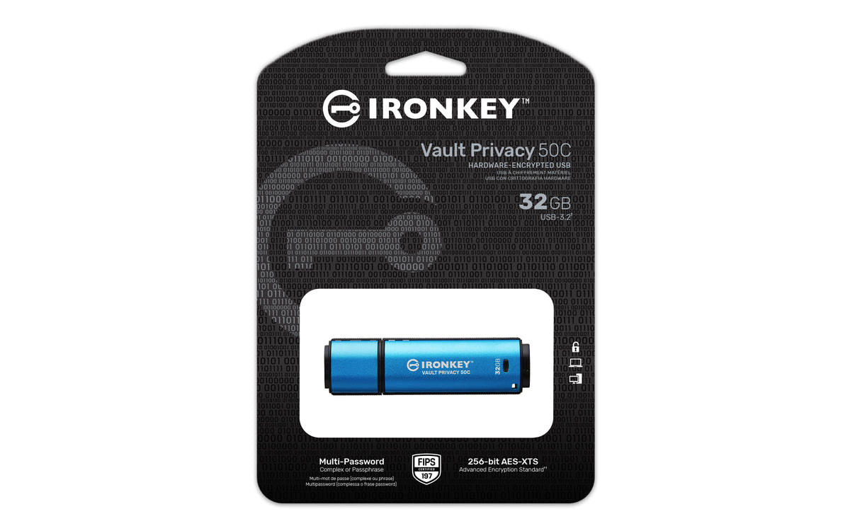 Kingston Technology IronKey Vault Privacy 50C 32Go USB-C Chiffrée AES-256 FIPS 197