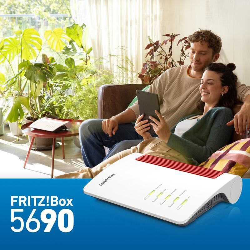 Routeur Sans Fil Box 5690 Bi-bande 2.5 Gigabit Ethernet, Wi-Fi 7, Rouge et Blanc