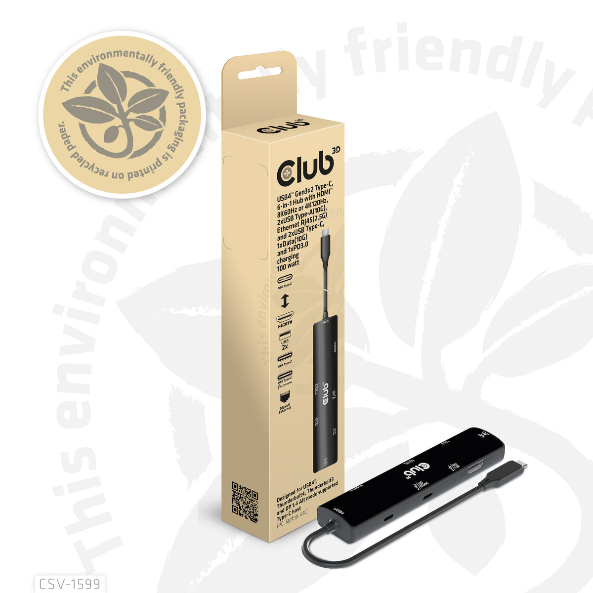 CLUB3D CSV-1599 Station d'accueil USB 3.2 Gen 1 Type-C, Noir