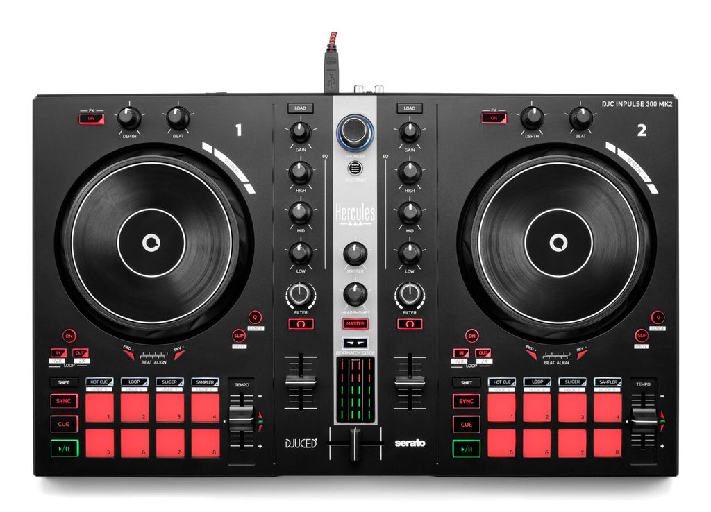 Hercules INPULSE 300 MK2 Contrôleur DJ, Noir et Rouge
