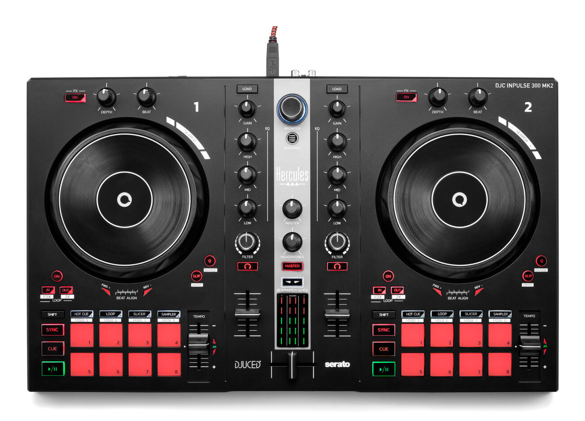 Hercules INPULSE 300 MK2 Contrôleur DJ, Noir et Rouge