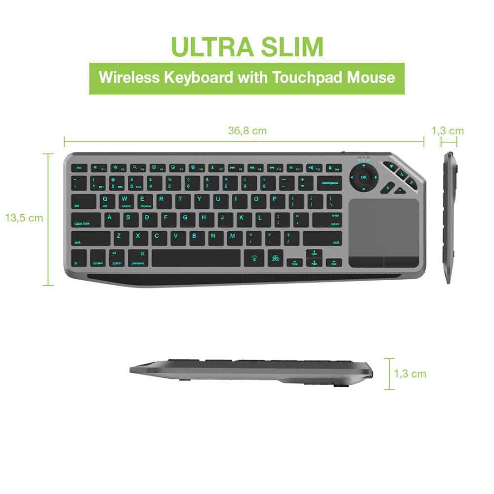 Techly ICTB9801TB clavier Universel RF sans fil + Bluetooth QWERTY Anglais américain Noir - vue 4