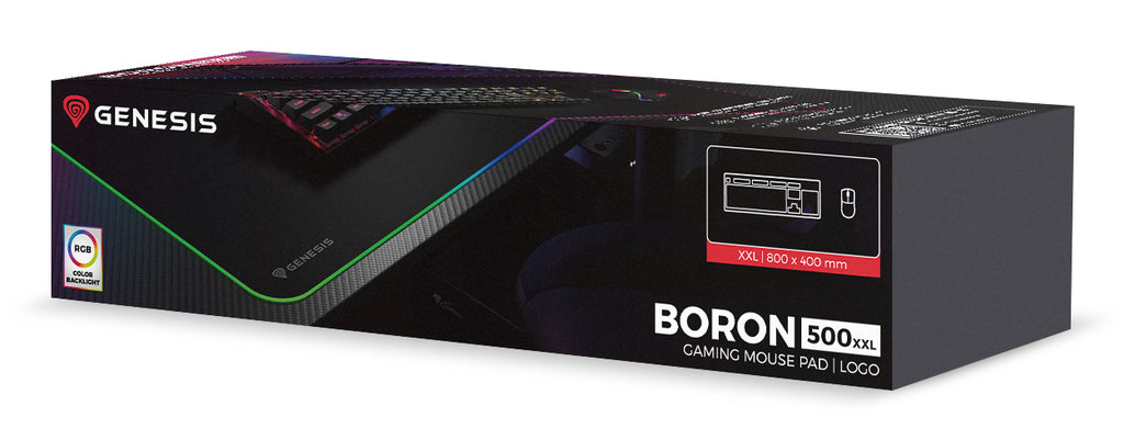 Tapis de souris de jeu Boron 500 XXL RGB, Noir