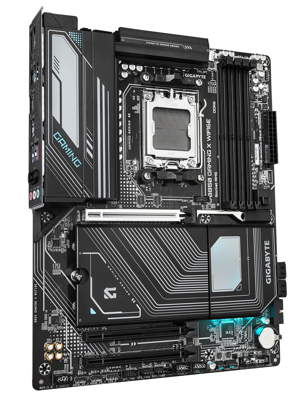 GIGABYTE B850 GAMING X WIFI6E Carte Mère - AMD Ryzen 9000 Series CPUs, VRM numérique 12+2+2 phases, jusqu'à 8200MHz DDR5 (OC), 1xPCIe 5.0 + 2xPCIe 4.0 M.2, LAN 2.5G, WIFI 6E, USB 3.2 Gen 2x2