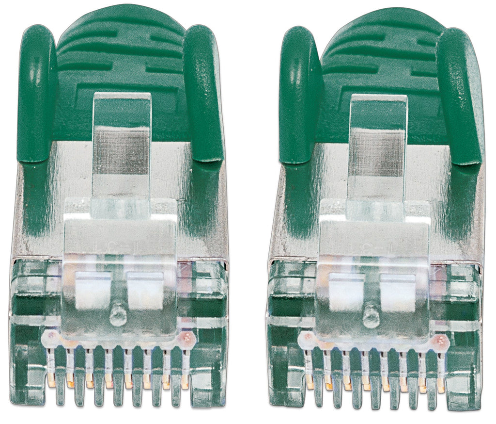 Intellinet Intellinet Câble patch réseau, Cat6, 1 m, vert, cuivre, S/FTP, LSOH/LSZH, PVC, RJ45, contacts plaqués or, anti-accroc, avec manchon, garantie à vie