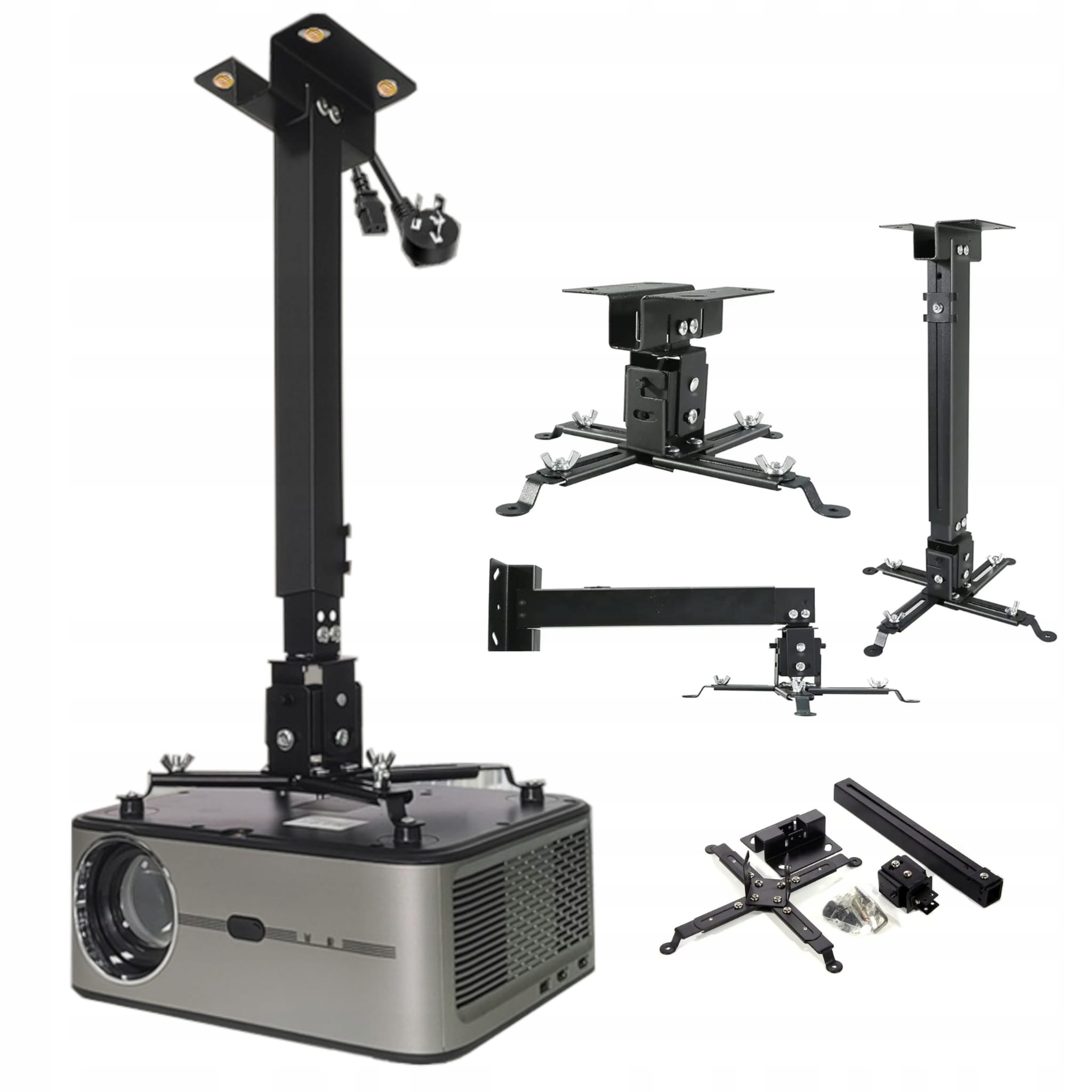 Support de fixation pour projecteur 4 en 1, noir, pour montage au plafond ou mural, jusqu'à 25 kg, Zenwire