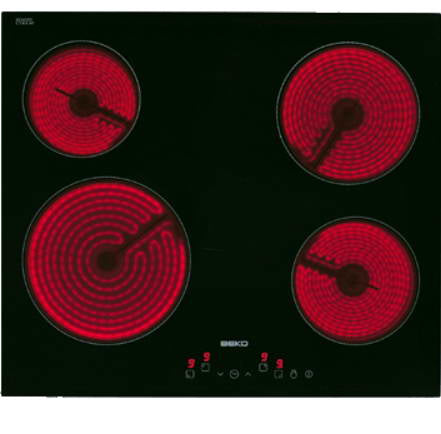 Beko HIC64401 plaque Noir Intégré 58 cm Céramique 4 zone(s)