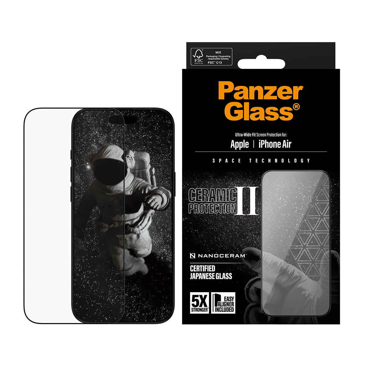 PanzerGlass ® Ceramic II Screen Protector iPhone Air | Ultra-Wide Fit w. EasyAligner Protection d'écran transparent Apple 1 pièce(s)
