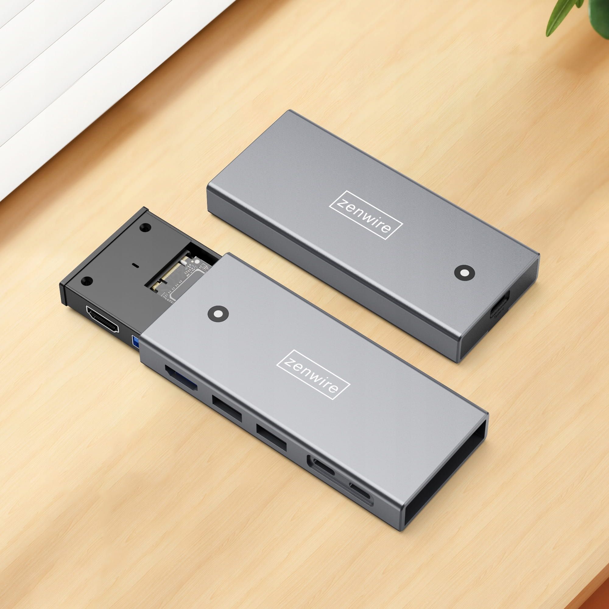 HUB Boîtier pour SSD M.2 NVMe PCIe SATA NGFF USB-C 3.2 HDMI 2.0 Adaptateur M.2 10 Gbps Power Delivery 100 W Zenwire MC501