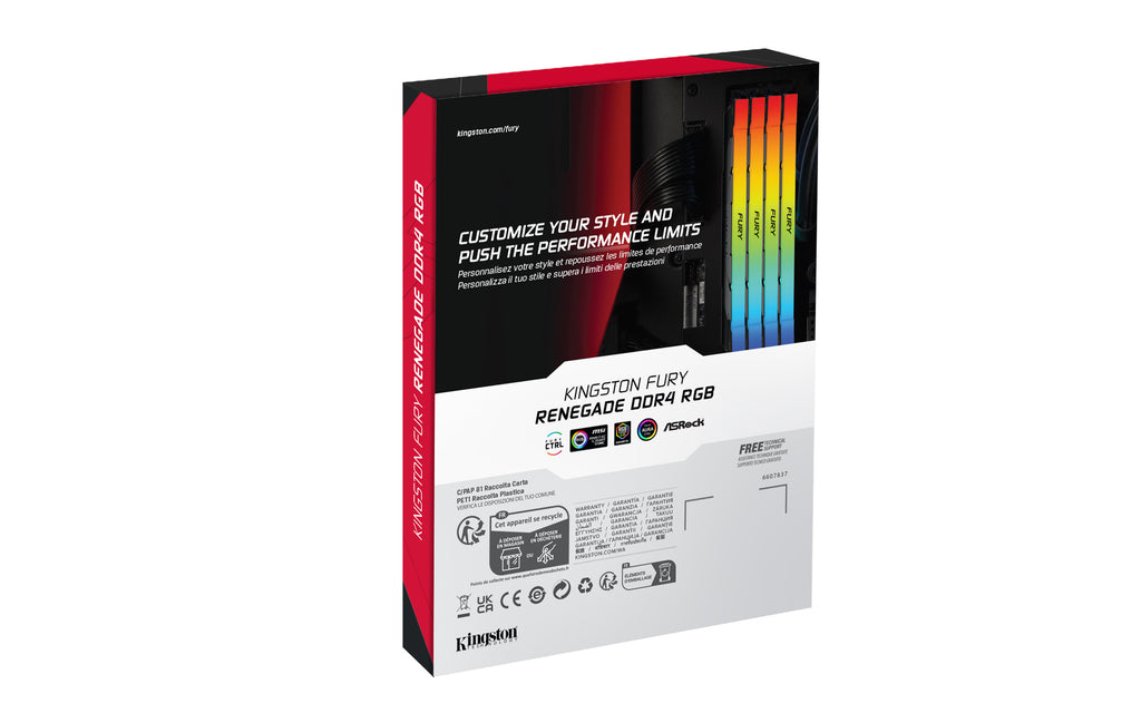 Kingston Technology FURY 16 Go 3600 MT/s DDR4 CL16 DIMM 1Gx8 Renegade RGB