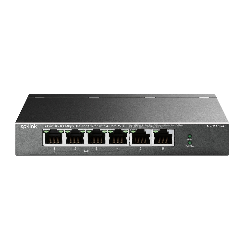 TP-Link TL-SF1006P Commutateur Réseau Non-géré Fast Ethernet 10/100 PoE, Noir