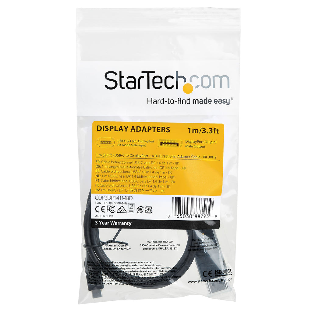 StarTech.com Câble Adaptateur USB-C vers DisplayPort 1.4 8K 60Hz/4K - Câble Vidéo Bidirectionnel DP vers USB-C ou USB-C vers DP Réversible -HBR3/HDR/DSC - Câble Moniteur USB Type-C/TB3 - vue 5