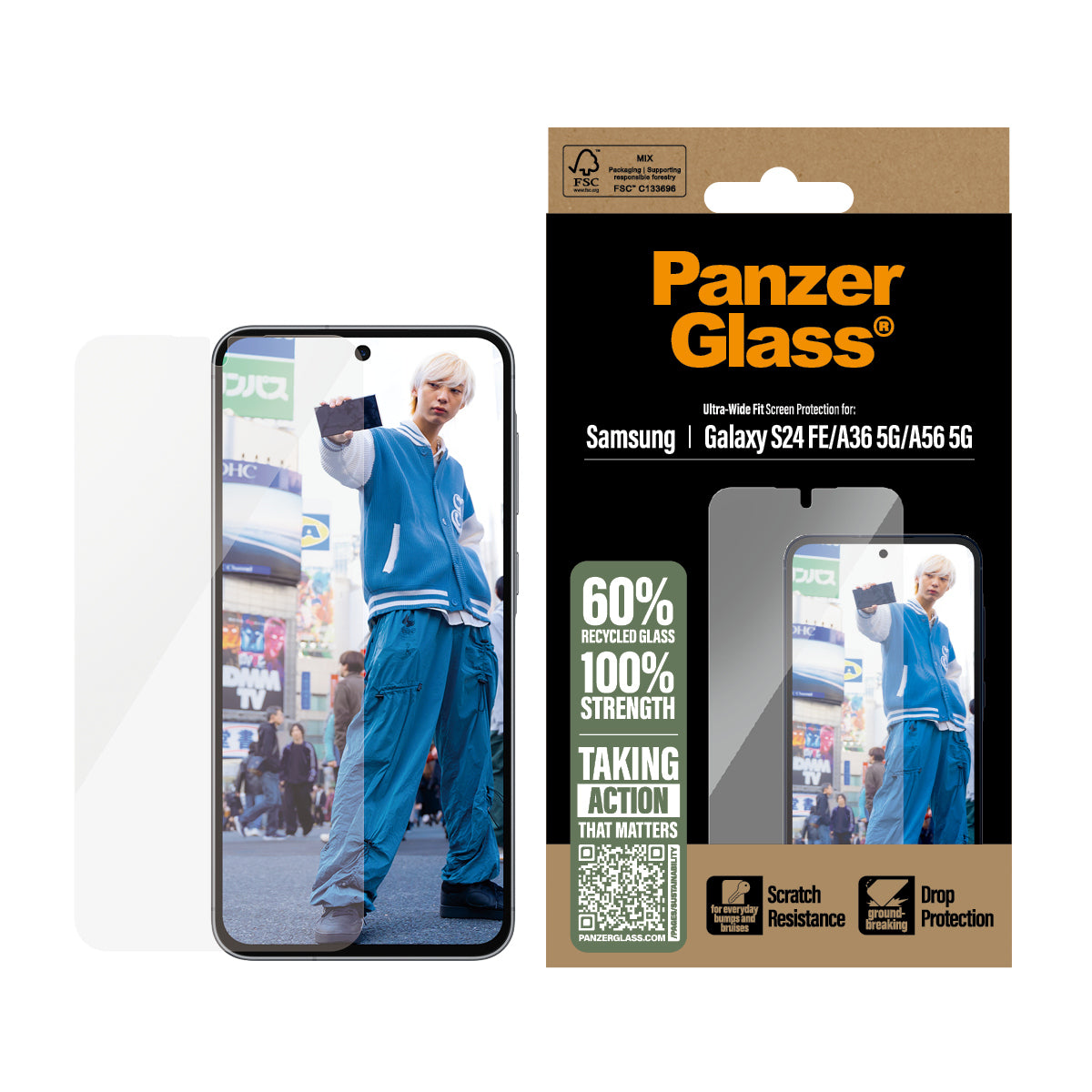 PanzerGlass PanzerGlass ® Screen Protector Samsung Galaxy S24 FE | A36 5G | A56 5G | Ultra-Wide Fit Protection d'écran transparent 1 pièce(s)
