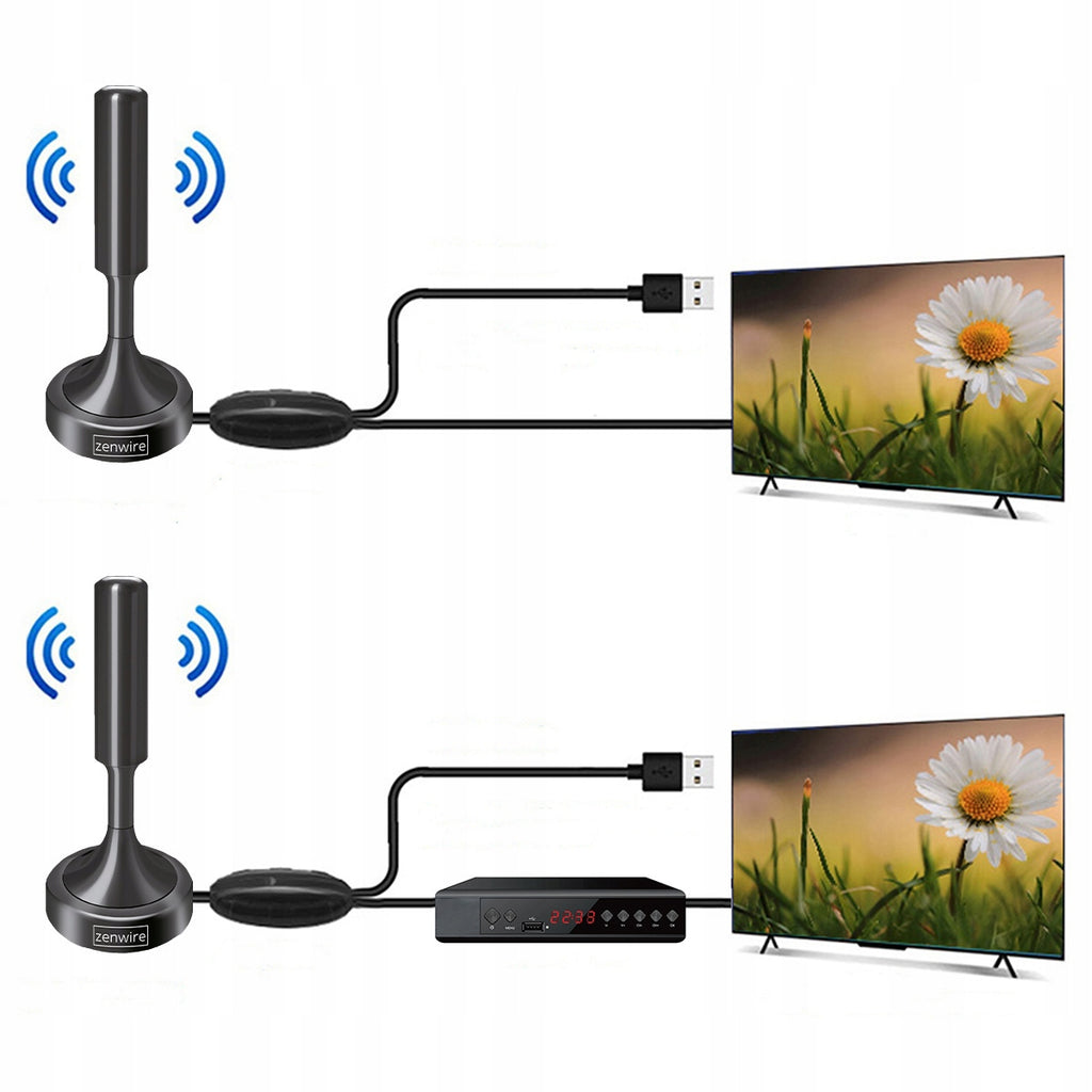 Antenne TV terrestre d'intérieur DVBT2 HEVC H.265 puissante 5 m Zenwire HDAT20