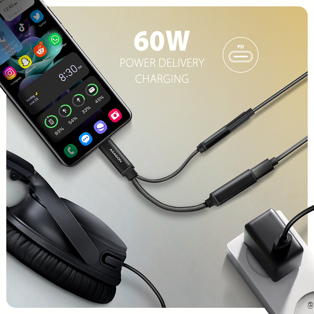 Axagon ADA-HCPD câble audio 0,1 m USB-C, 3.5 mm USB-C Noir - vue 6