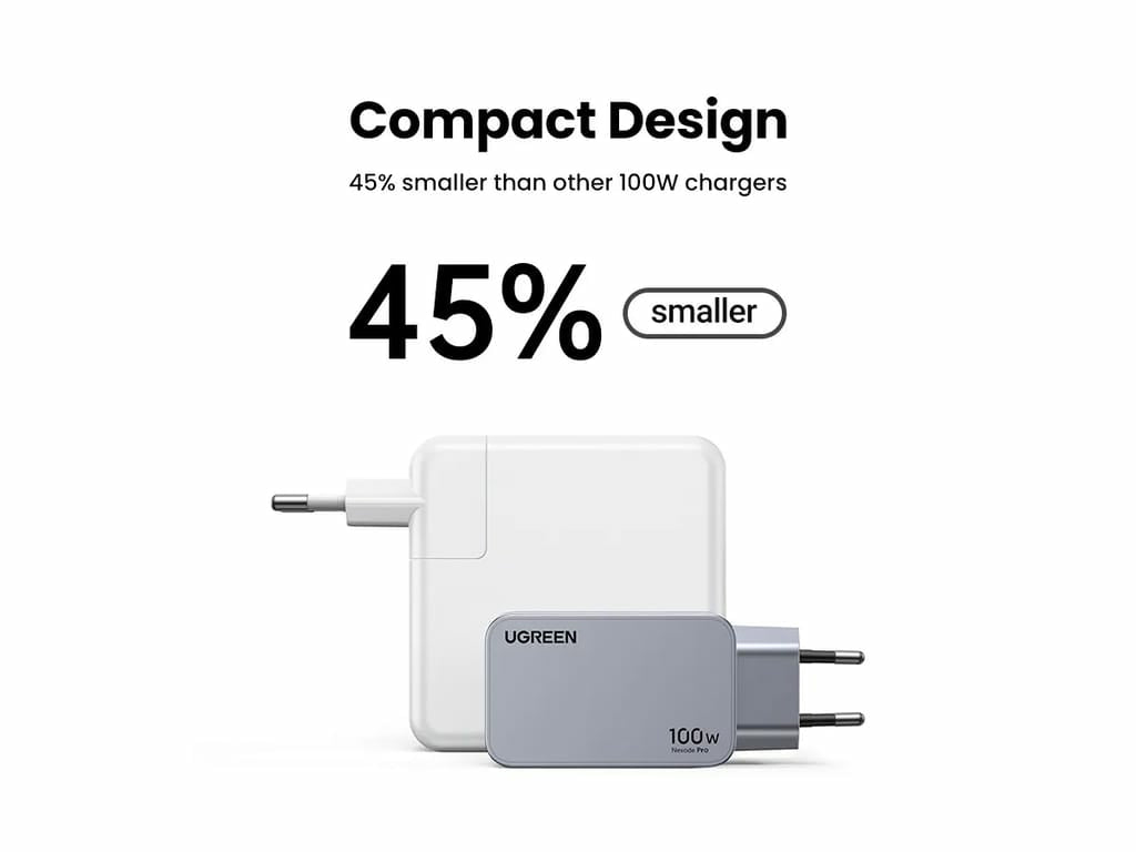 Ugreen Nexode Pro EU 3-Port GaN PD Fast Charger With USB-C Cable Universel Noir, Gris Secteur Charge rapide Intérieure