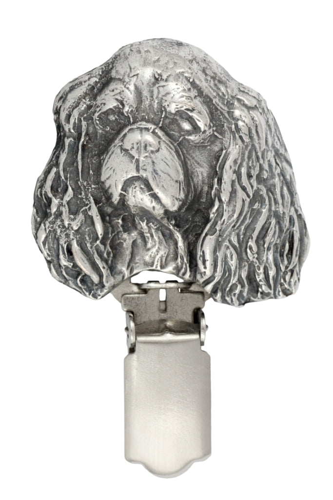 Hovawart, Hovie - brooch with a clip, holder for a start number, silver-plated dog show pin from the Art-Dog brand