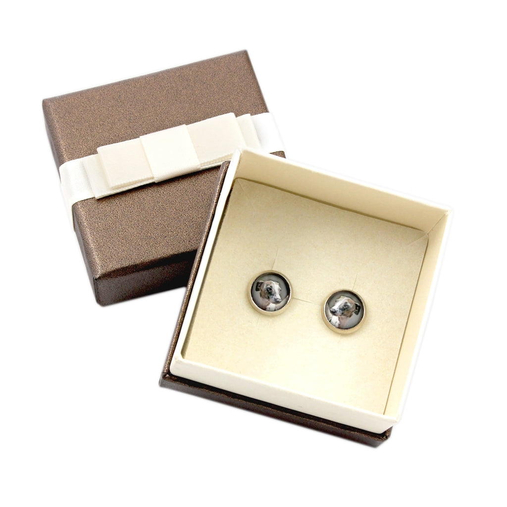 Italian Greyhound, Italian Sighthound - earrings in a box, your photo, handmade jewelry, a product of the Art-Dog brand