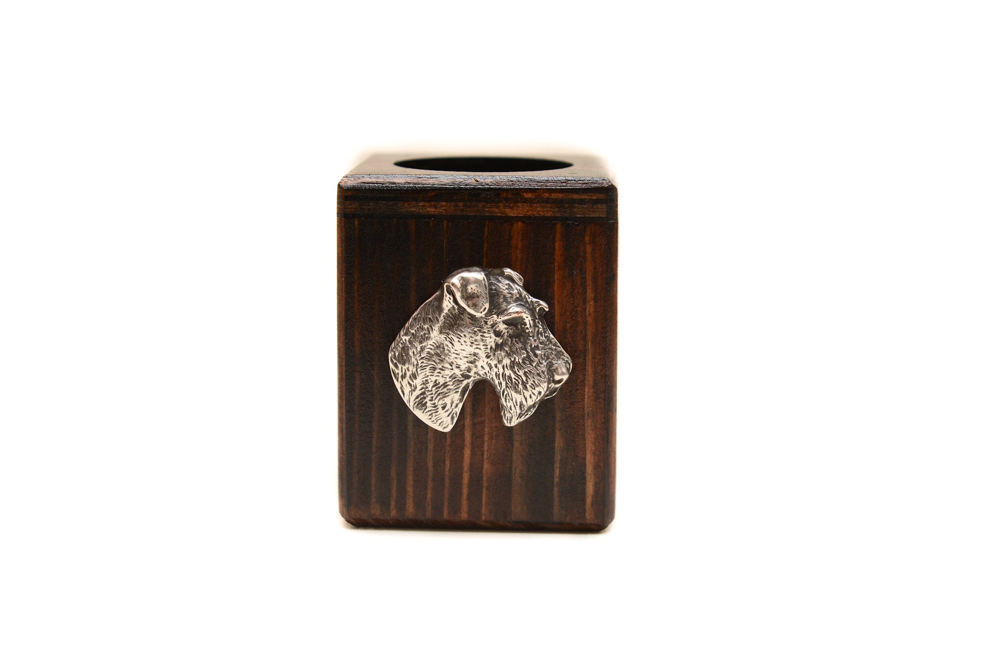 Fox Terrier Wire - wooden candle holder with a dog, a unique souvenir after losing a dog, a handicraft from the Art-Dog brand