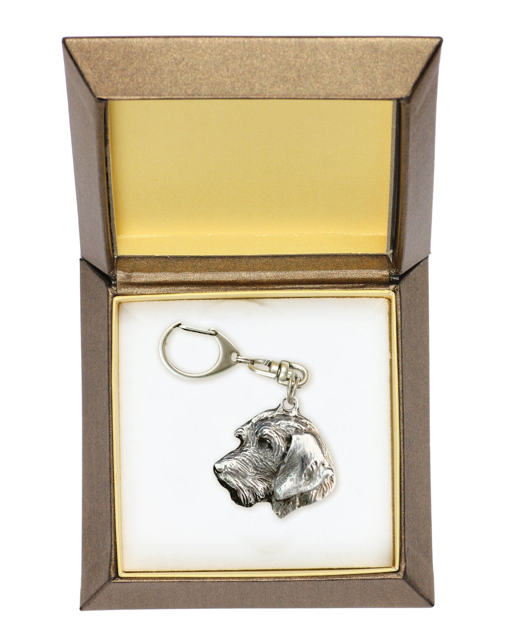 Dachshund II - Silver-plated key ring with a dog in a gift box, handbag decoration, backpack pendant by Art-Dog brand