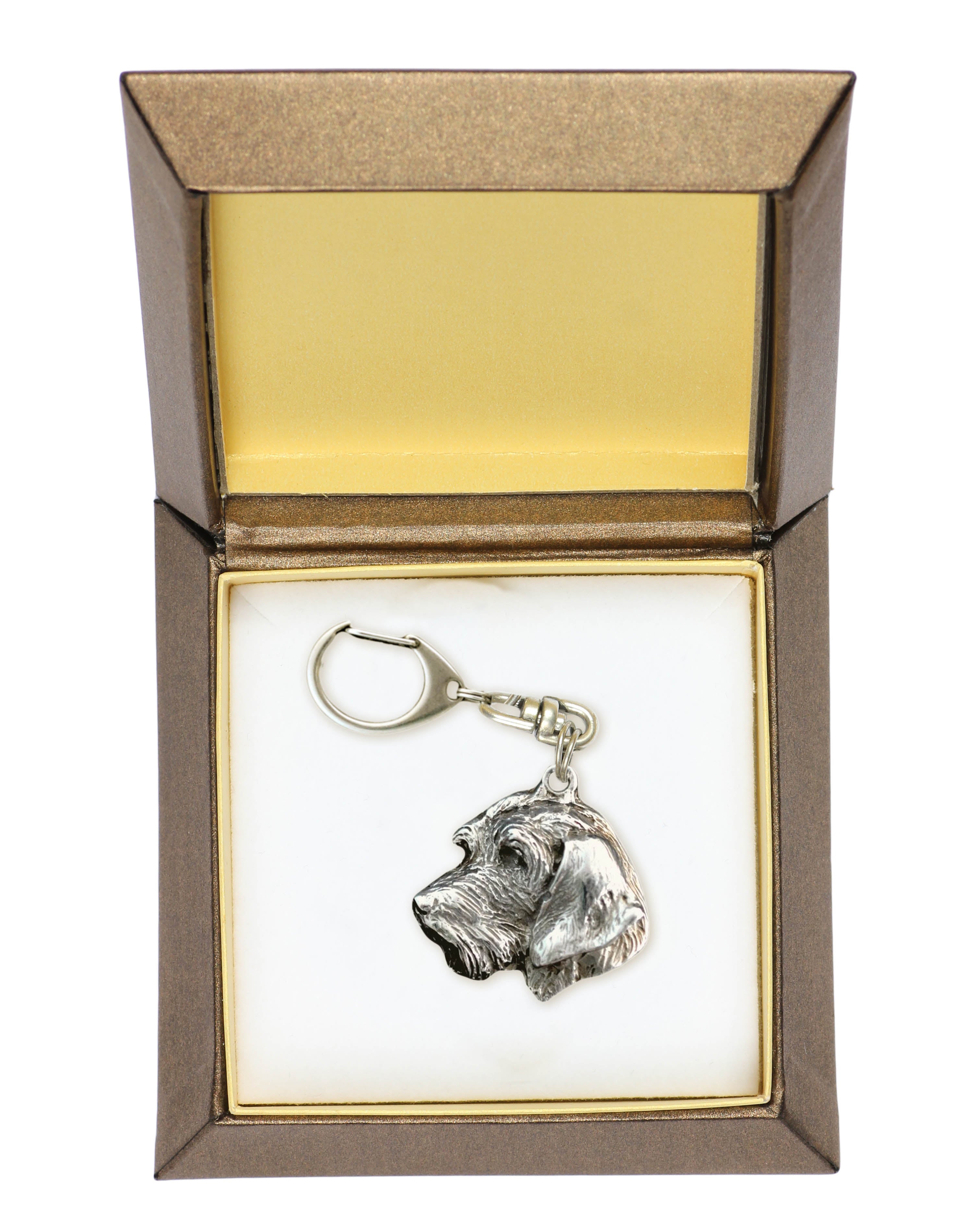 Dachshund II - Silver-plated key ring with a dog in a gift box, handbag decoration, backpack pendant by Art-Dog brand