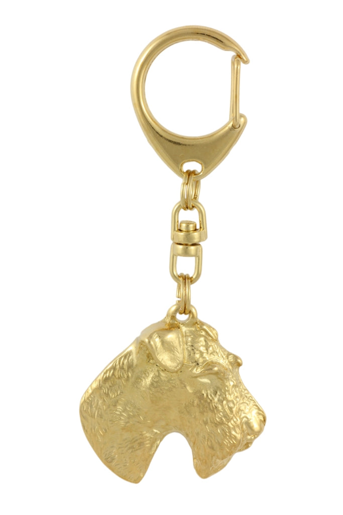 Fox Terrier Wire - Gilded key ring with dog, handbag decoration, luxury accessory by Art-Dog brand
