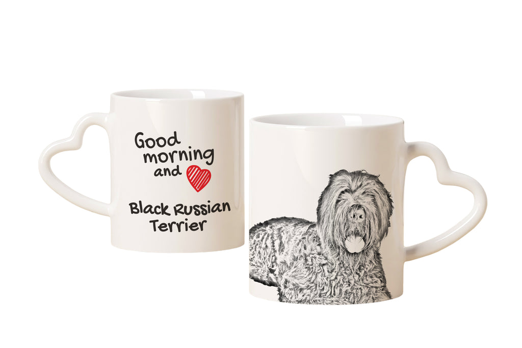 Black Russian Terrier, Chornyi Terrier - cup with a dog, adorable cup with a heart-shaped handle, universal gift from the Art-Dog brand
