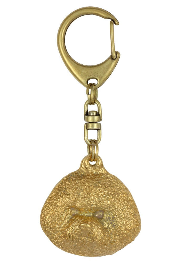 Bichon Frise, Bichon Tenerife, Bichon a poil frise - Gilded key ring with dog, handbag decoration, luxury accessory by Art-Dog brand