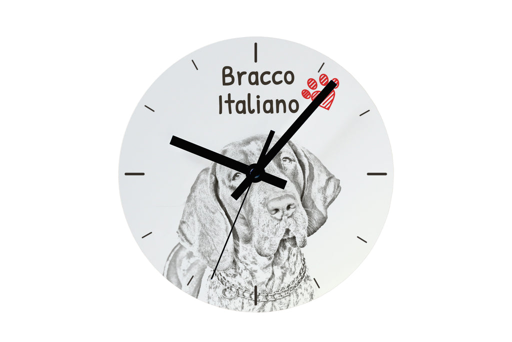 Italian Pointing Dog, Bracco Italiano, Italian Pointer - wall clock with a dog, shelf clock with a print, personalized home decoration from the Art-Dog brand
