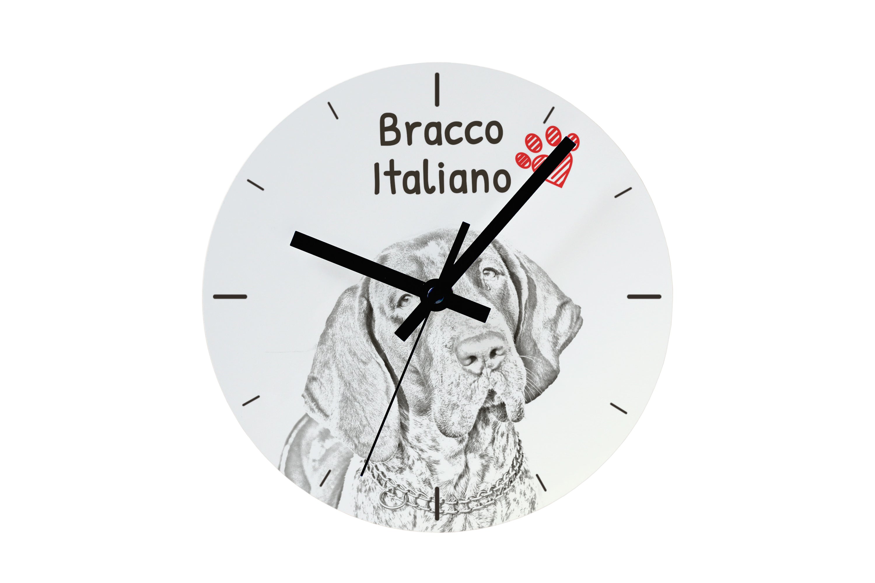 Italian Pointing Dog, Bracco Italiano, Italian Pointer - wall clock with a dog, shelf clock with a print, personalized home decoration from the Art-Dog brand