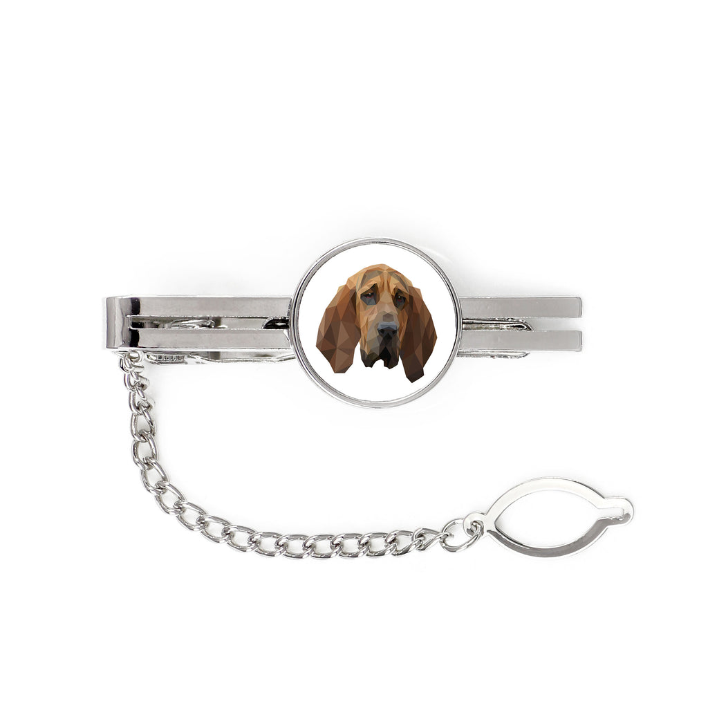 Bloodhound, St. Hubert Hound, Sleuth-hound - geometric tie clip with a picture and inscription from Art-Dog