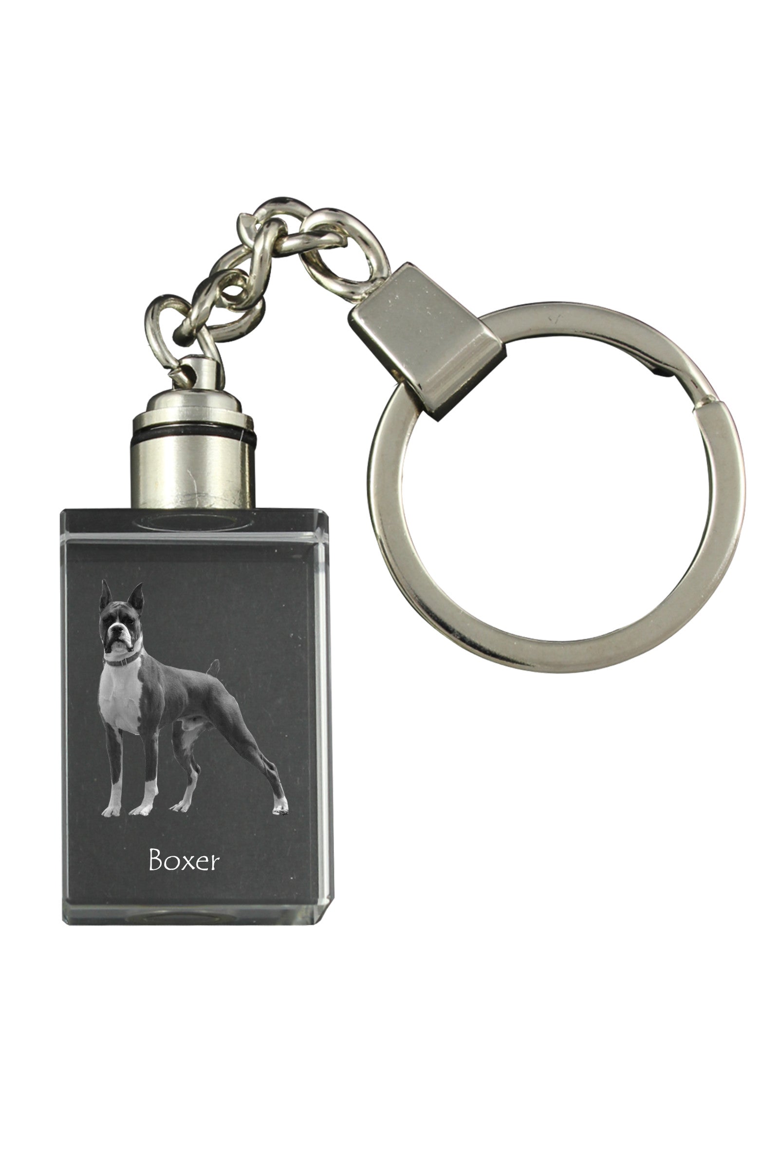 Boxer, German Boxer III - Crystal key ring with dog photo, illuminated key ring, unique gift by Art-Dog brand
