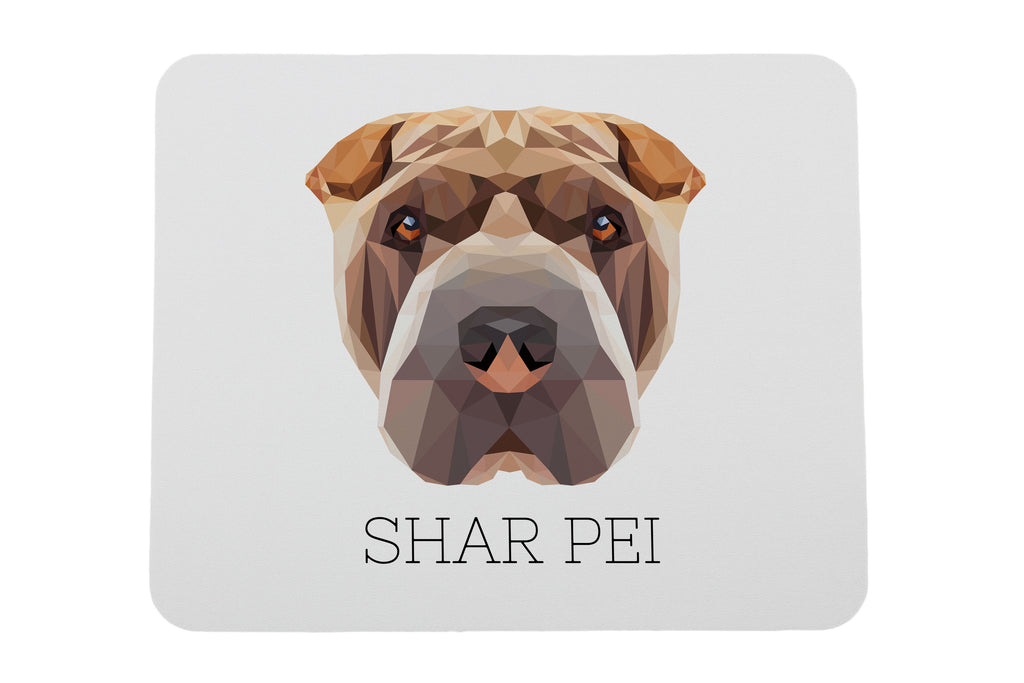Shar Pei - geometric mouse pad with a picture and text by Art-Dog
