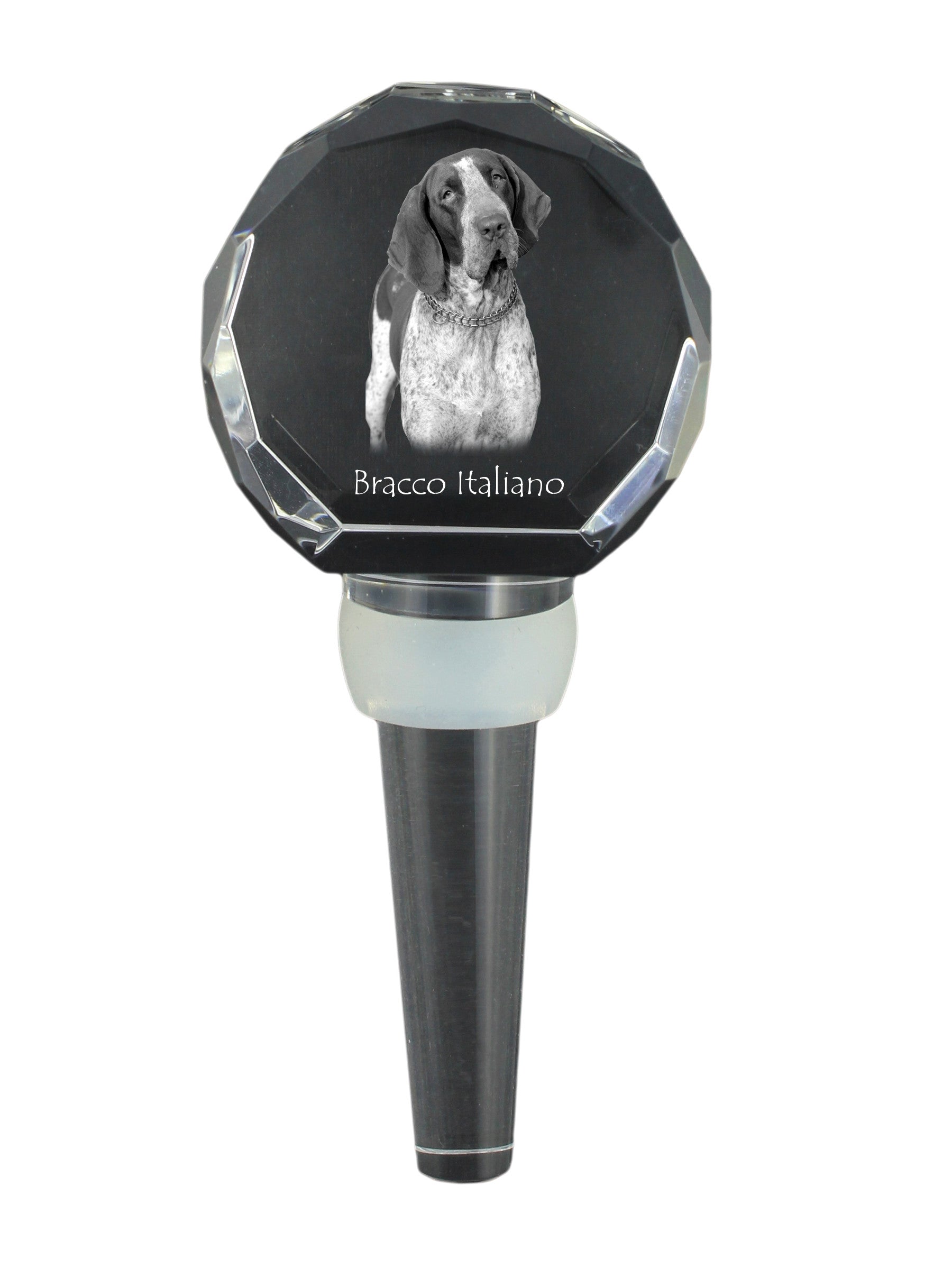 Italian Pointing Dog, Bracco Italiano, Italian Pointer - Crystal bottle stopper, unique wine stopper with photo, personalised gift for sommelier by Art-Dog brand