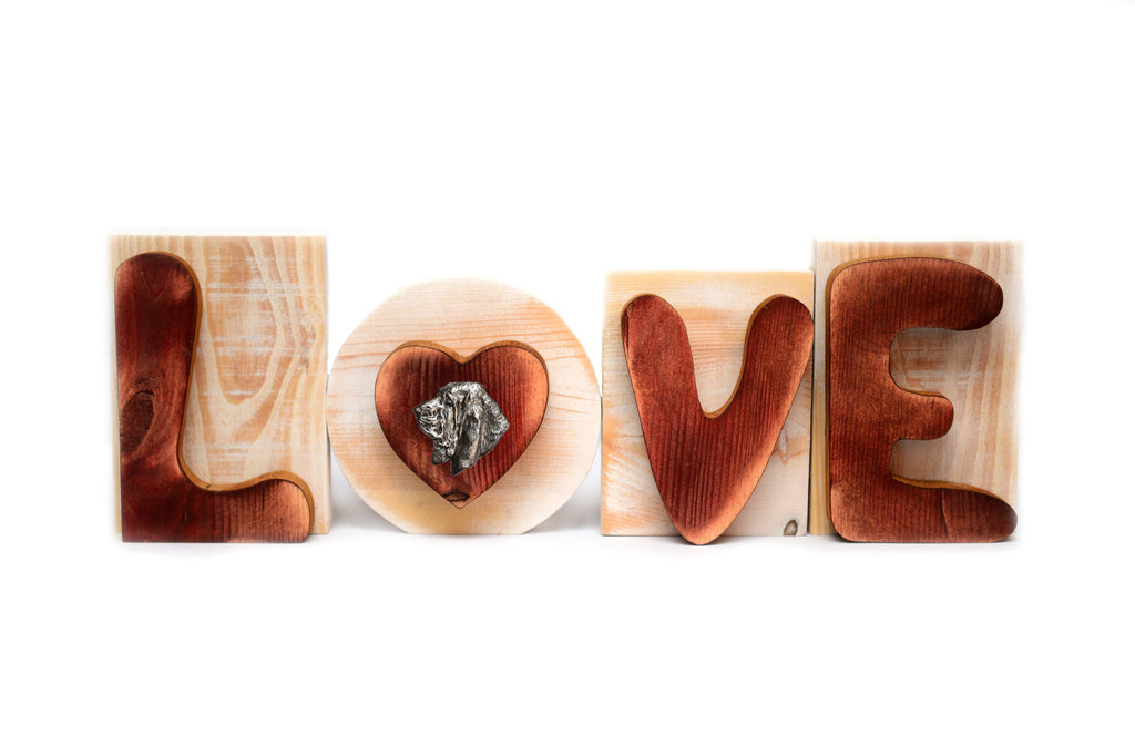 Basset Hound I - wooden LOVE sign, interior decoration with a dog, charming ornament for the shelf by Art-Dog brand