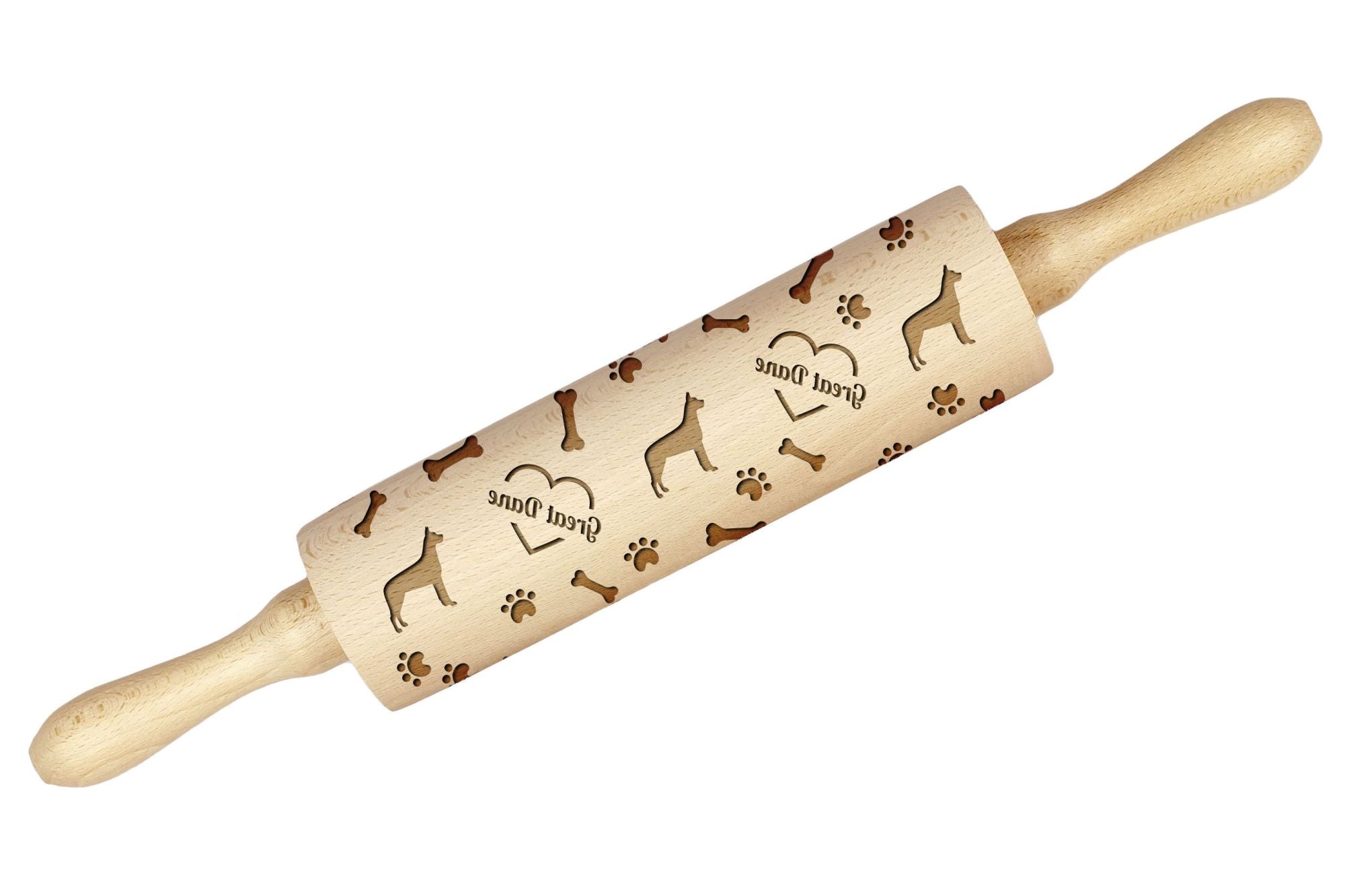 Great Dane I - rolling pin with a dog, decorating cookies with a rolling pin in patterns, a gift for the ceramicist of the Art-Dog brand