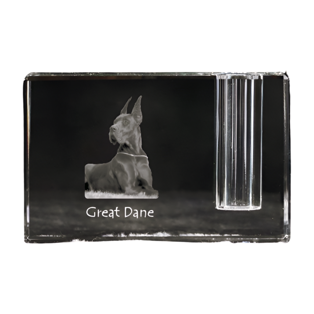 Great Dane I - Pen stand, crystal organiser with dog photo, unique desk decoration by Art-Dog brand