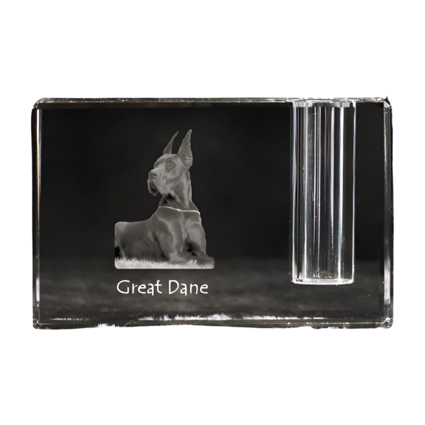 Great Dane I - Pen stand, crystal organiser with dog photo, unique desk decoration by Art-Dog brand