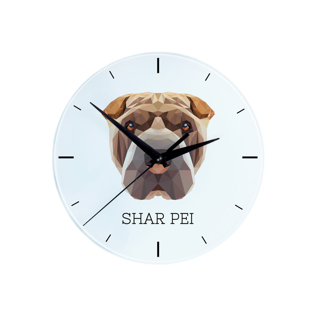 Shar Pei - geometric wall clock with a picture and the brand name Art-Dog