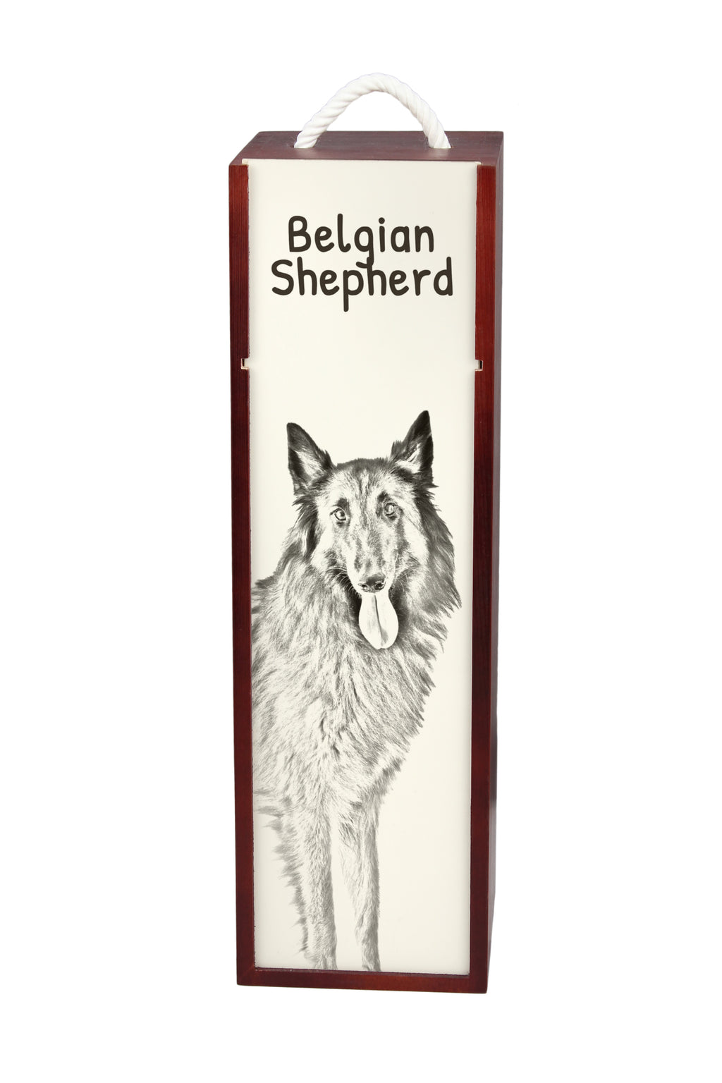 Belgian Shepherd Dog, Belgian Sheepdog I - wine box with a dog, alcohol box with graphics, personalized gift box from the Art-Dog brand