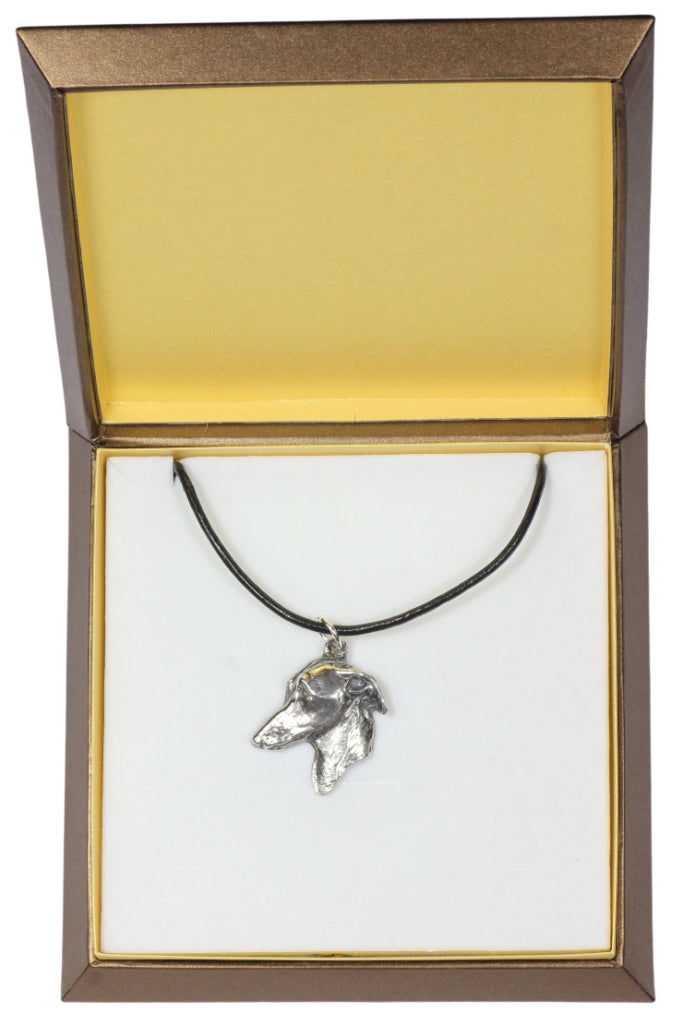 Italian Greyhound, Italian Sighthound - Dog necklace in gift box, silver-plated locket for dog fan, striking pendant by Art-Dog brand