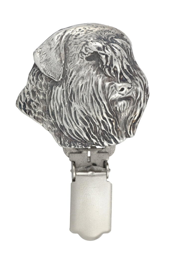 Bouvier des Flandres, Flanders Cattle Dog - brooch with a clip, holder for a start number, silver-plated dog show pin from the Art-Dog brand
