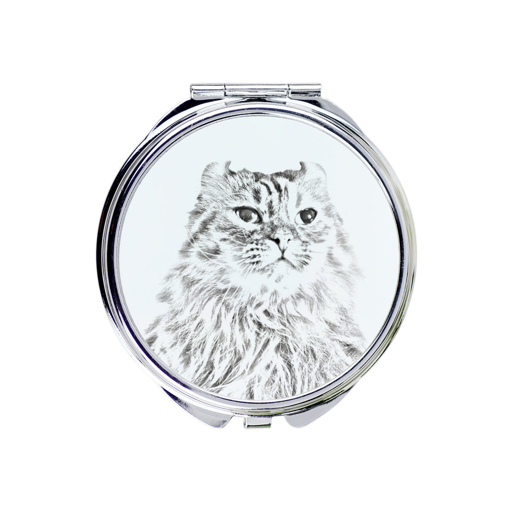 American Curl - pocket mirror with a cat, personalized mirror for a purse, compact mirror with Art-Dog brand print