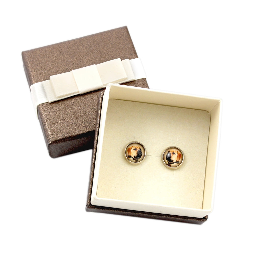 Bullmastiff - earrings in a box, your photo, handmade jewelry, a product of the Art-Dog brand
