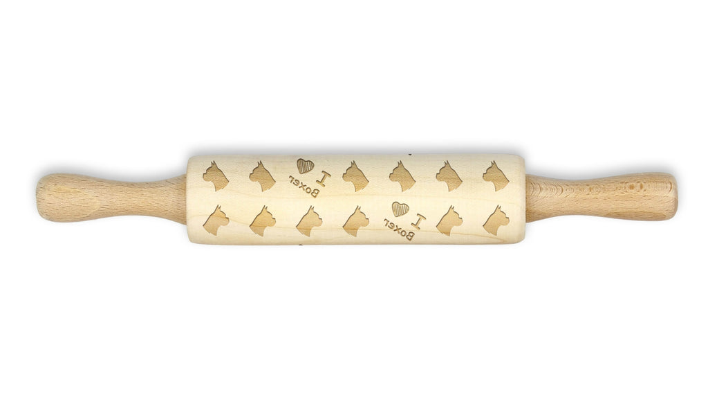 Boxer, German Boxer - small rolling pin with a dog pattern, a rolling pin for children's dough, decorating ceramic clay by Art-Dog brand