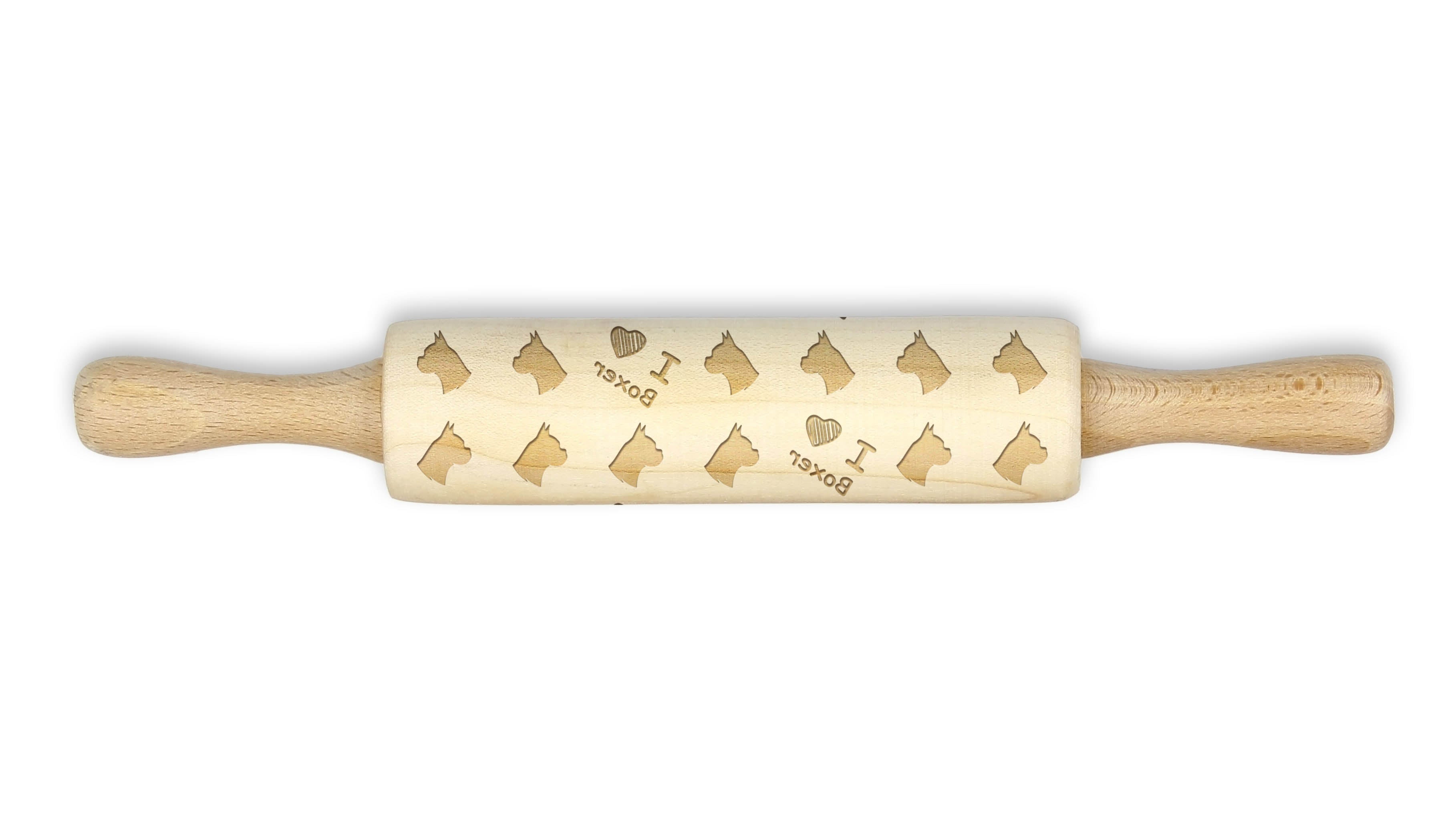 Boxer, German Boxer - small rolling pin with a dog pattern, a rolling pin for children's dough, decorating ceramic clay by Art-Dog brand