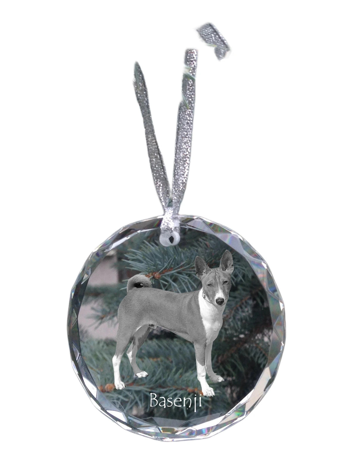 Basenji, African bush dog, Congo dog - crystal bauble with a photo, dog photo in crystal, personalized Christmas tree ornament by Art-Dog brand