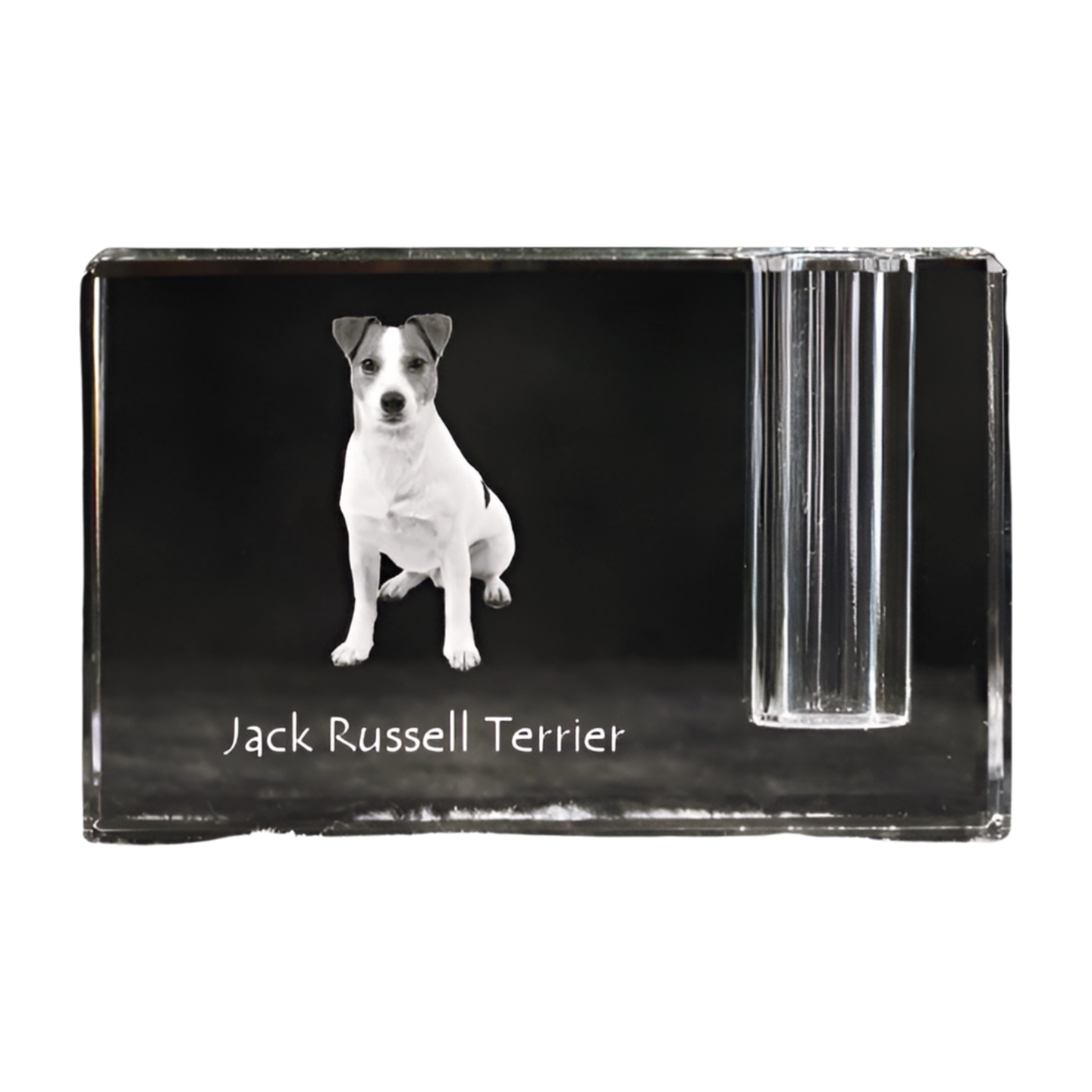 Jack Russell Terrier - Pen stand, crystal organiser with dog photo, unique desk decoration by Art-Dog brand
