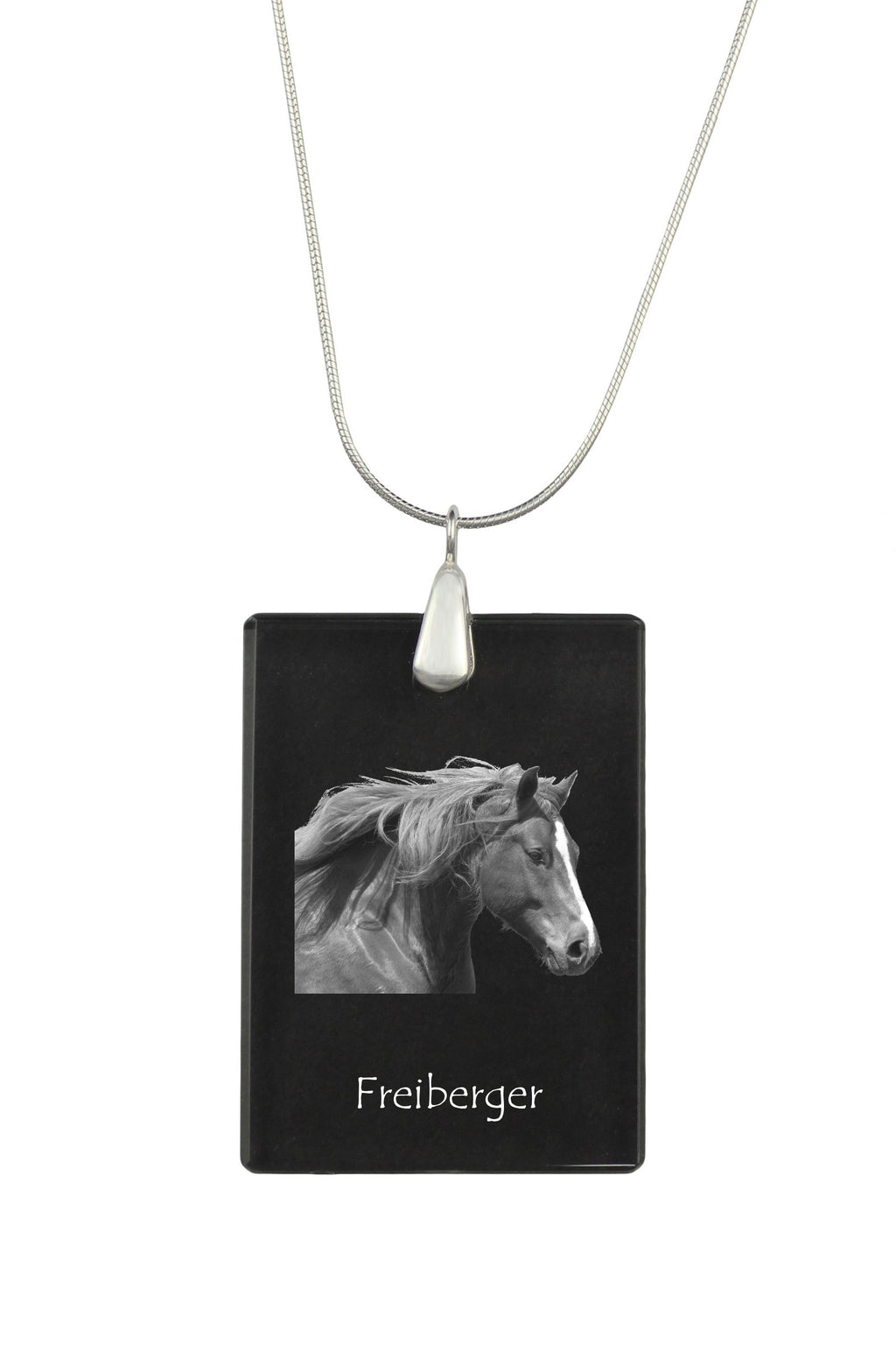 Freiberger - Crystal pendant with horse, silver necklace with photo, personalised pendant by Art-Dog brand