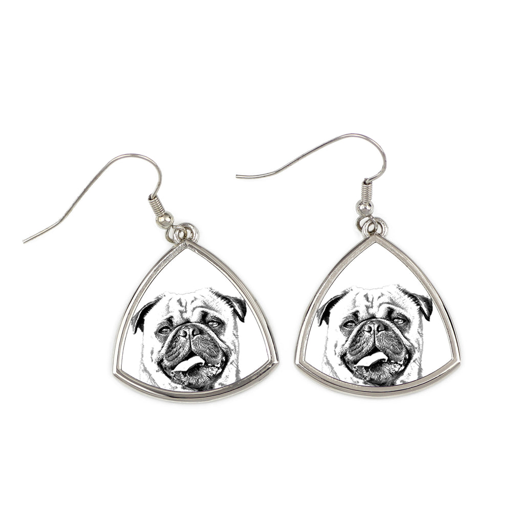 Pug - dog earrings, hanging earrings with a picture, personalized jewelry with Art-Dog brand print